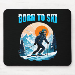 Tapis De Souris Né pour skier lunettes de ski drôles montagne hive