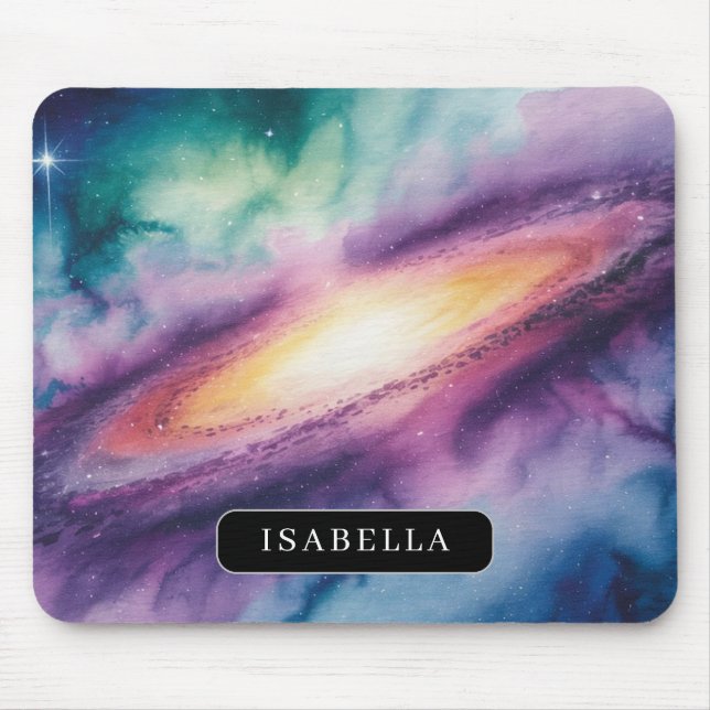 Tapis de souris nébuleuse de galaxie à l'aquarelle (Devant)