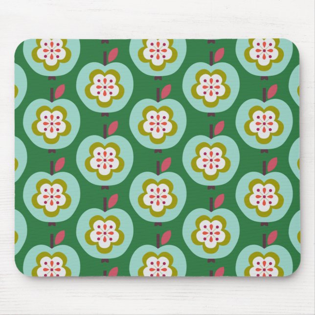 Tapis De Souris Néerlandais Retro Apples Vert (Devant)