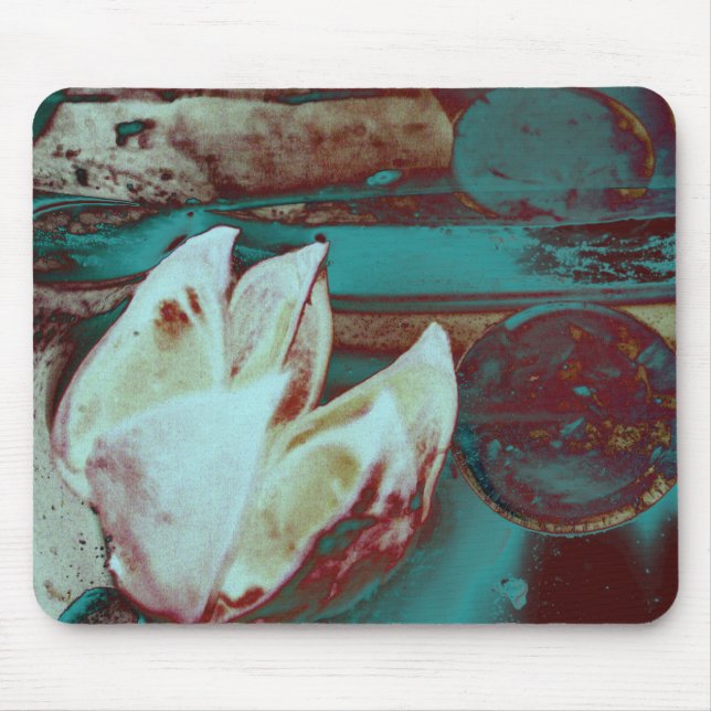 Tapis De Souris Nénuphar artistique rouge et bleu (Devant)