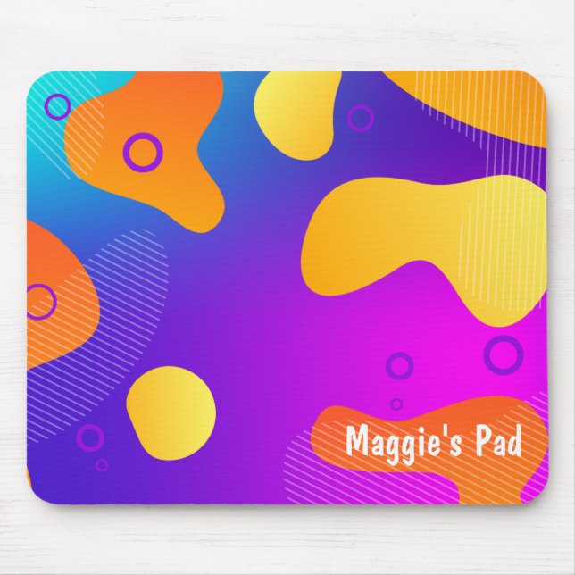 Tapis De Souris Neon Abstract Design Avec Nom (Devant)