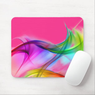 Tapis De Souris Neon Arc-en-ciel Abstrait sur rose