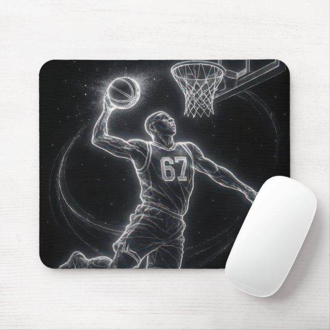 Tapis De Souris Neon Basketball Player Number 67 (Avec souris)