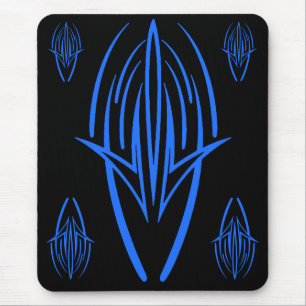 Tapis De Souris Neon Blue Tribal Design sur Black Mousepad