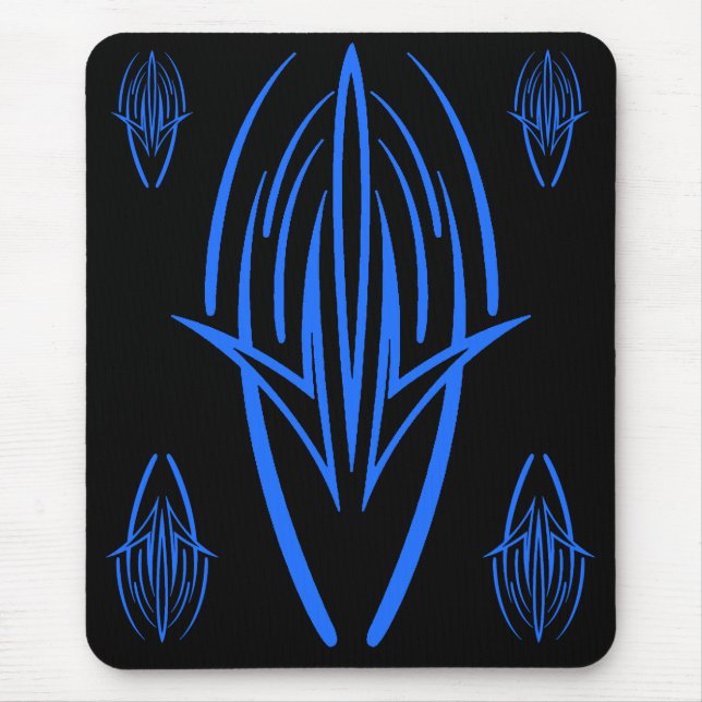 Tapis De Souris Neon Blue Tribal Design sur Black Mousepad (Devant)