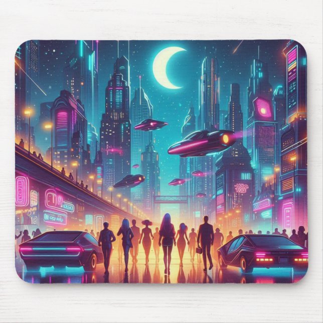Tapis De Souris Neon Cityscape (Devant)