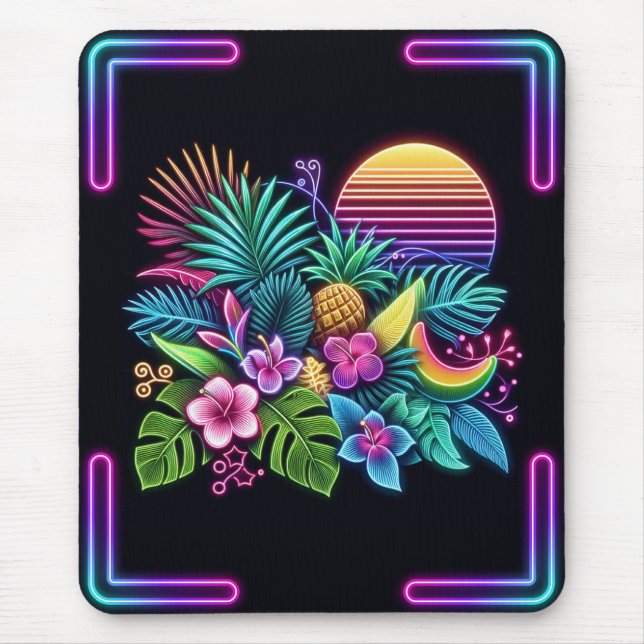 Tapis De Souris Néon coloré tropical/hawaïen (Devant)