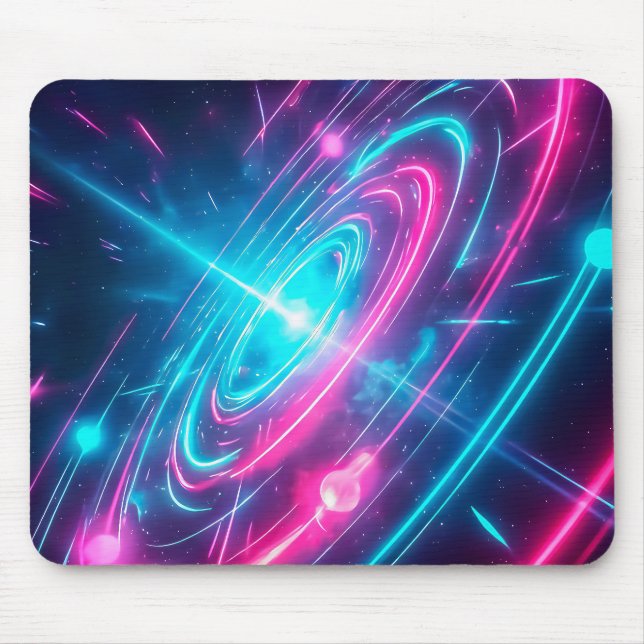 Tapis De Souris Neon Cyberpunk Glowing Galaxy Light Trails (Devant)