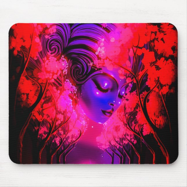 Tapis De Souris Neon Goddess in Enchanted Forest (Devant)