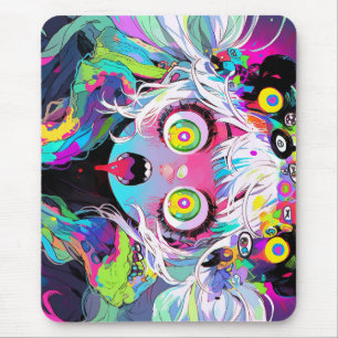 Tapis De Souris Neon Kawaii Shockwave : Psychedelic Anime Girl