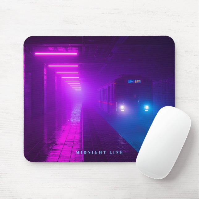 Tapis De Souris Néon Metro Cyberpunk – Vap Retro Synthwave (Avec souris)