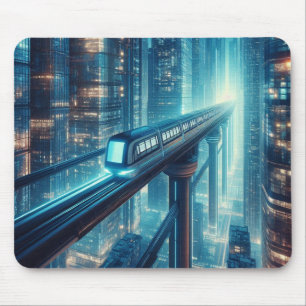 Tapis De Souris Neon Monorail Skyline