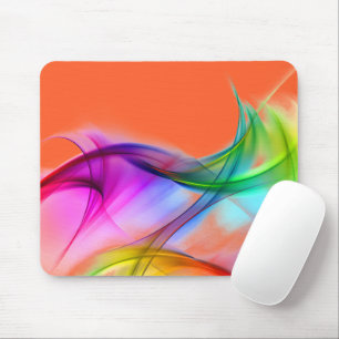Tapis De Souris Neon Rainbow Abstrait Sur Orange