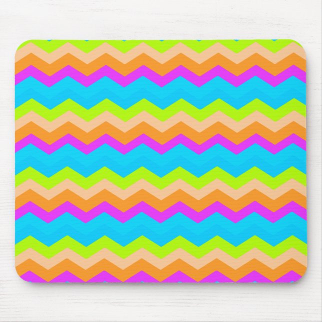 Tapis De Souris Neon Rainbow Zigzag (Devant)