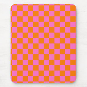Tapis De Souris Neon rose Orange À damiers damier Vintage