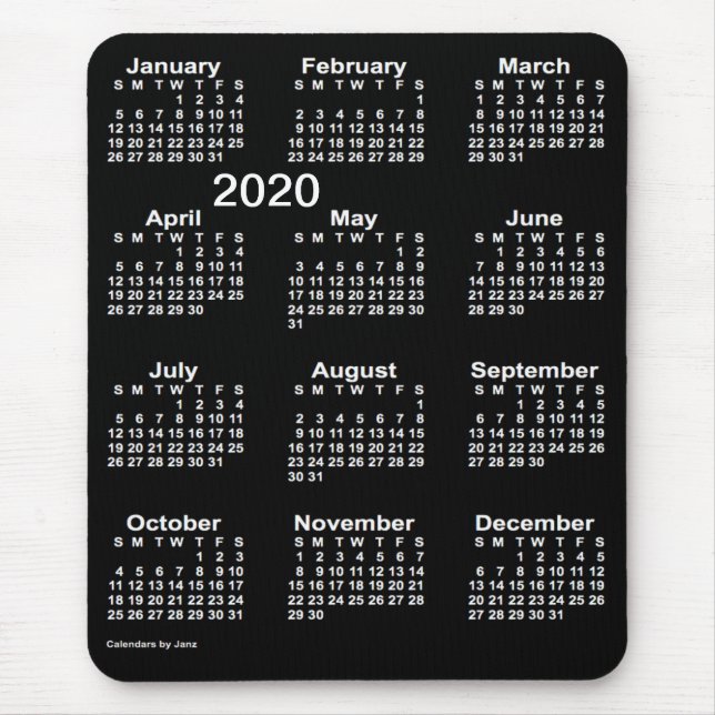 Tapis De Souris Neon White 2020 - Calendrier d'impression par Janz (Devant)