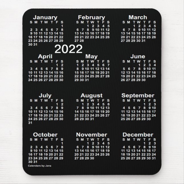 Tapis De Souris Neon White 2022 Grand Calendrier d'impression par  (Devant)