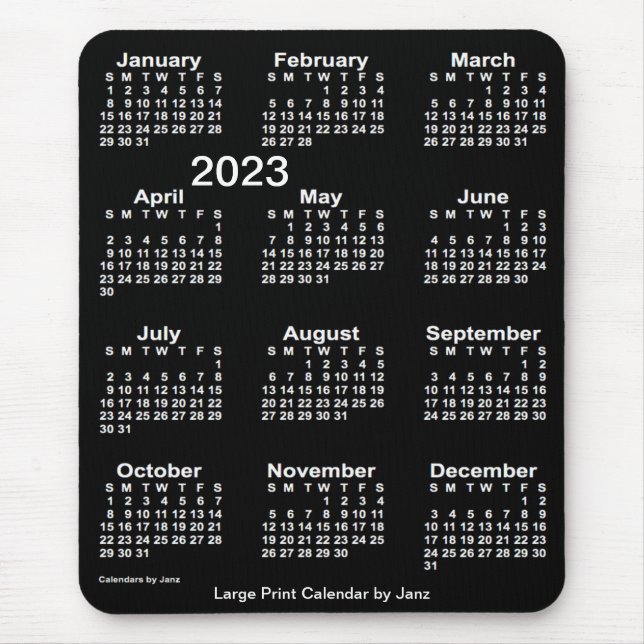 Tapis De Souris Neon White 2023 - Calendrier d'impression par Janz (Devant)