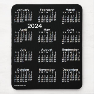 Tapis De Souris Neon White 2024 - Calendrier d'impression par Janz