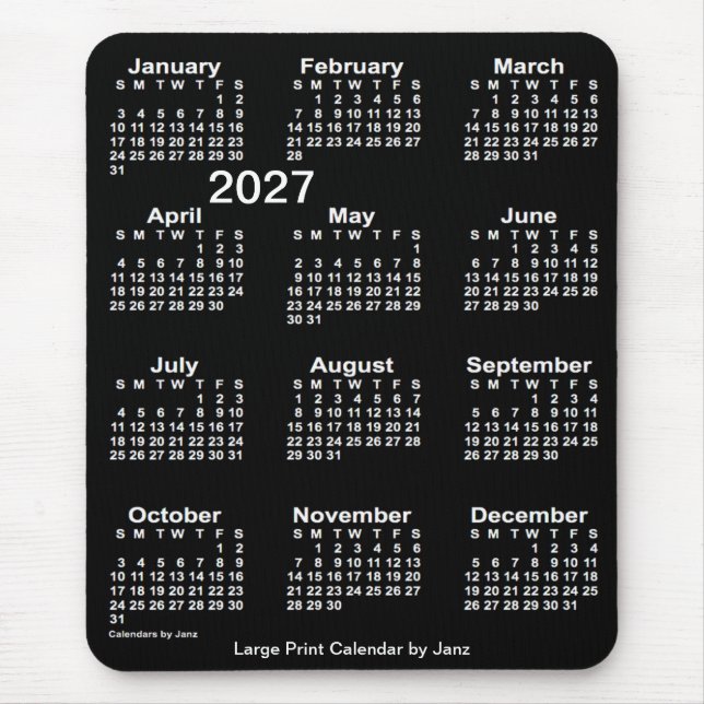 Tapis De Souris Neon White 2027 - Calendrier d'impression par Janz (Devant)