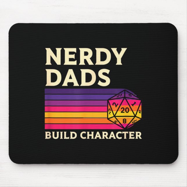 Tapis De Souris Nerdy Dads Build Character, Retro Tabletop Rpg Fat (Devant)