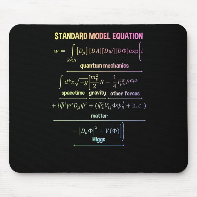 Tapis De Souris Nerdy Standard Model Equation - Cadeau Pour La Phy (Devant)