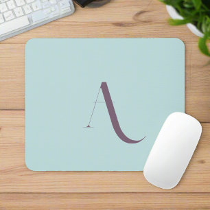 Tapis De Souris Nettoyer le nom initial Typographie Pastel Blue &