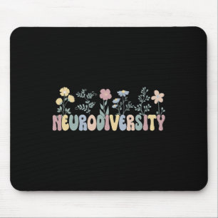 Tapis De Souris Neurodiversité Fleurs Autisme Neurodivergent