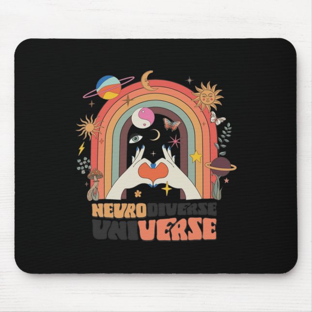 Tapis De Souris Neurodiversité Univers Celestial Retro Autisme Awa (Devant)