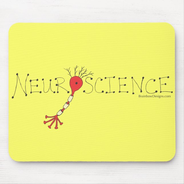 Tapis De Souris Neurologie Mousepad - noir et rouge sur le jaune (Devant)