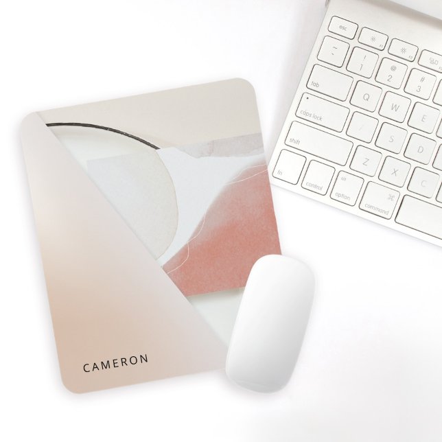 Tapis De Souris Neutre Tonalité Terre moderne Abstrait (Personalize with your name, monogram or other desired text.)