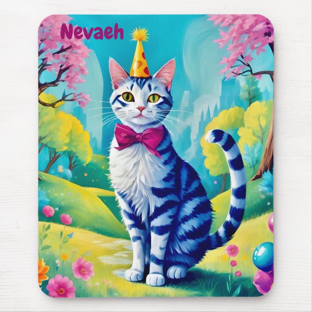 Tapis De Souris NEVAEH ~ Chat D'ANNIVERSAIRE ~ Mignonne! ~ Mousepa (Devant)