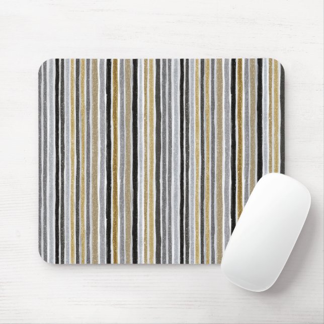 Tapis De Souris New Year's Blue Gold Black Stripes (Avec souris)