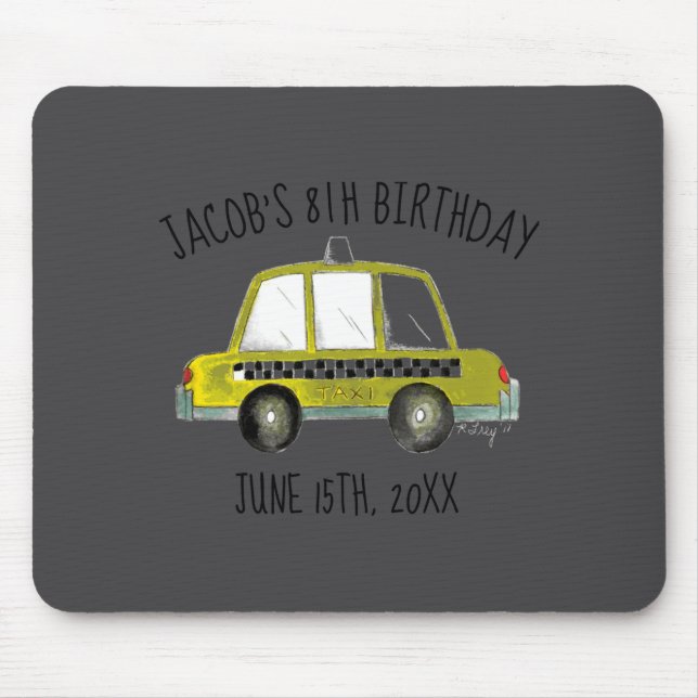 Tapis De Souris New York City Nyc Yellow Taxi Cab Birthday Party  (Devant)