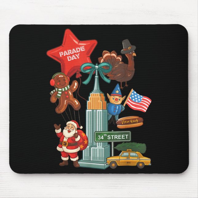 Tapis De Souris New York Parade Day Thanksgiving Santa Taxi  (Devant)