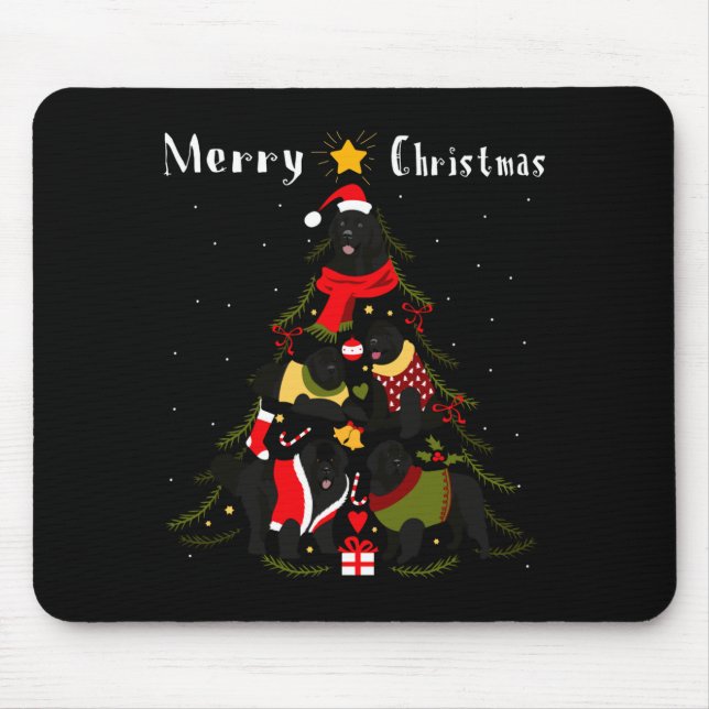 Tapis De Souris Newfoundland Christmas Tree Xmas Dog Lover  (Devant)