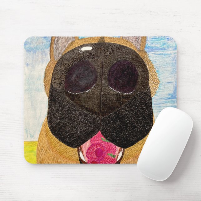 Tapis de souris nez de chien et framboises (Avec souris)