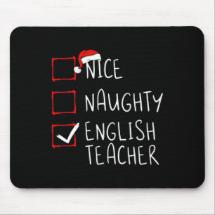 Tapis De Souris Nice Naughty Anglais Liste de Noël de l'enseignant