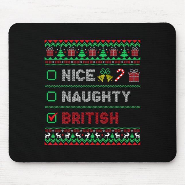 Tapis De Souris Nice Naughty British Christmas Checklist Angleterr (Devant)