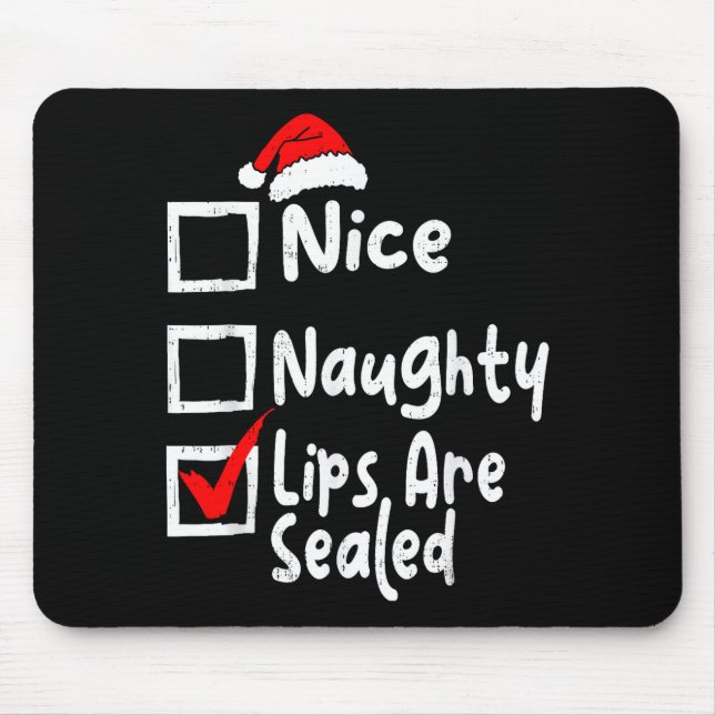 Tapis De Souris Nice Naughty Lips Funny Christmas List Family Matc (Devant)