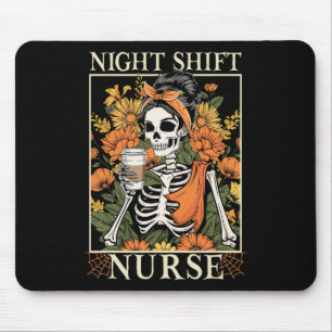 Tapis De Souris Night Shift Nurse Skeleton Halloween Rn Nurses Wom