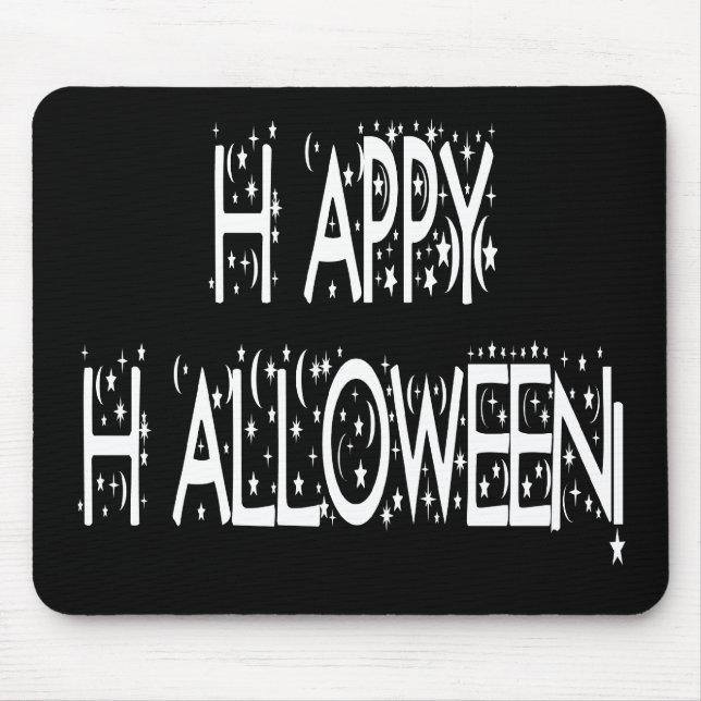 Tapis De Souris Nighttime Happy Halloween Text (Devant)