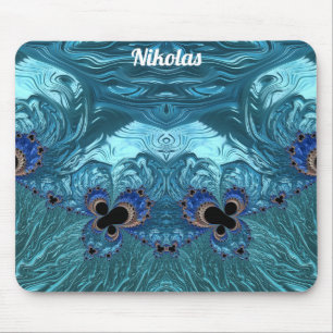 Tapis De Souris NIKOLAS ~ Bleu Aqua et Noir Design