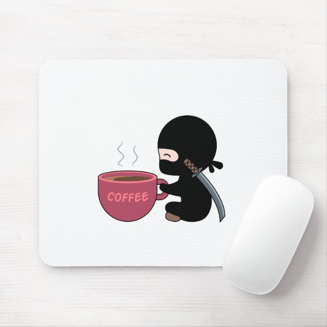 Tapis De Souris Ninja minuscule avec grande tasse de café (Avec souris)