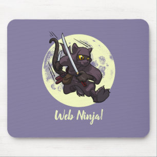 Tapis De Souris Ninja Web Chat Noir Ninja Katana Dessin Animé