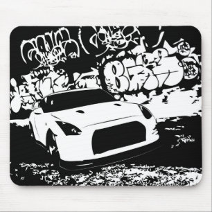 Tapis De Souris Nissan Skyline GTR avec le contexte de graffiti