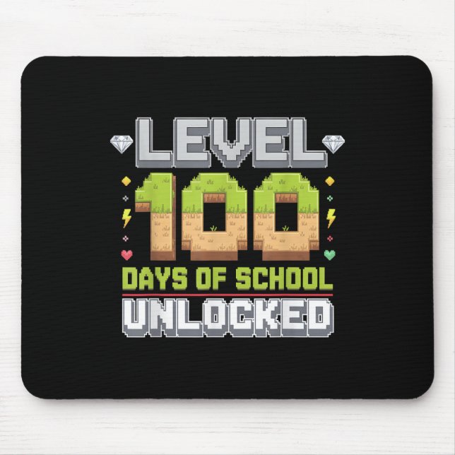 Tapis De Souris Niveau 100 Jours De L'École Déverrouillé Jeu Pixel (Devant)