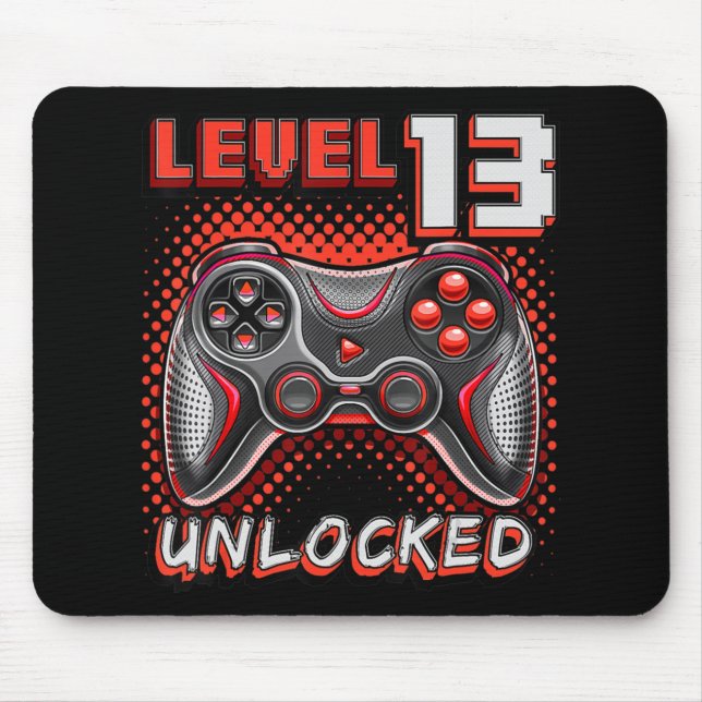 Tapis De Souris Niveau 13 Jeu vidéo déverrouillé 13e Jeu d'anniver (Devant)