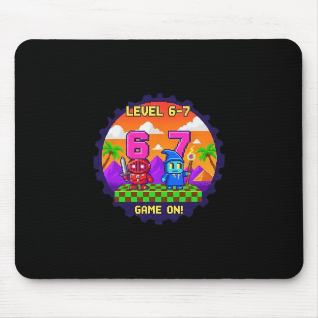 Tapis De Souris Niveau 6 7 Jeu Pixel Art Six Sept Joueurs  (Devant)