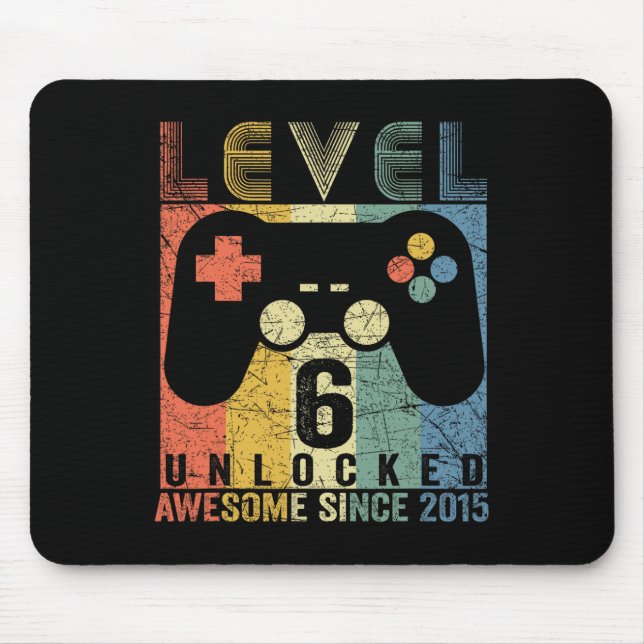 Tapis De Souris Niveau 6 Déverrouillé Awesome jeu vidéo 6e anniver (Devant)